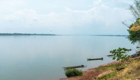 Pakse River and Rowing Boats, Laos